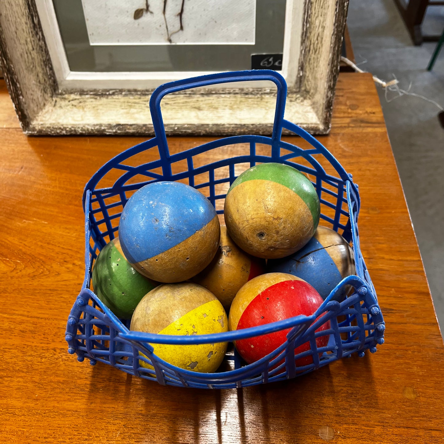 Ancien jeu de boules en bois vintage